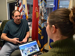 Students working in the Veterans Resource Office.