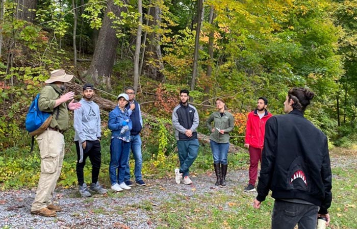 Students in Vale Park with Professors Simons and Harris.